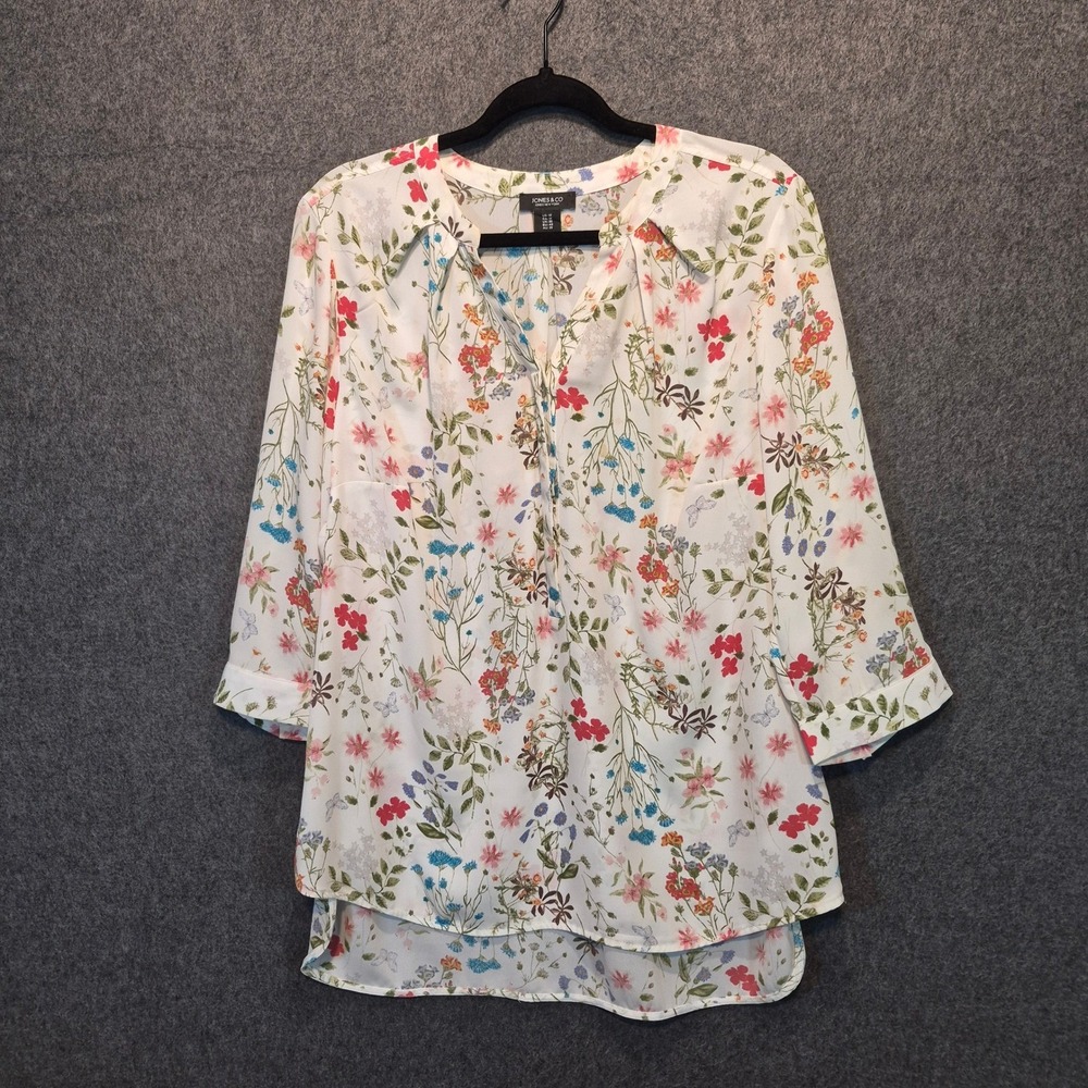 Jones & Co. Jones New York 1X Floral Top Cottage Gardencore Grandmacore  Boho